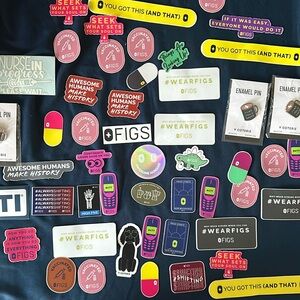 figs stickers and enamel pins